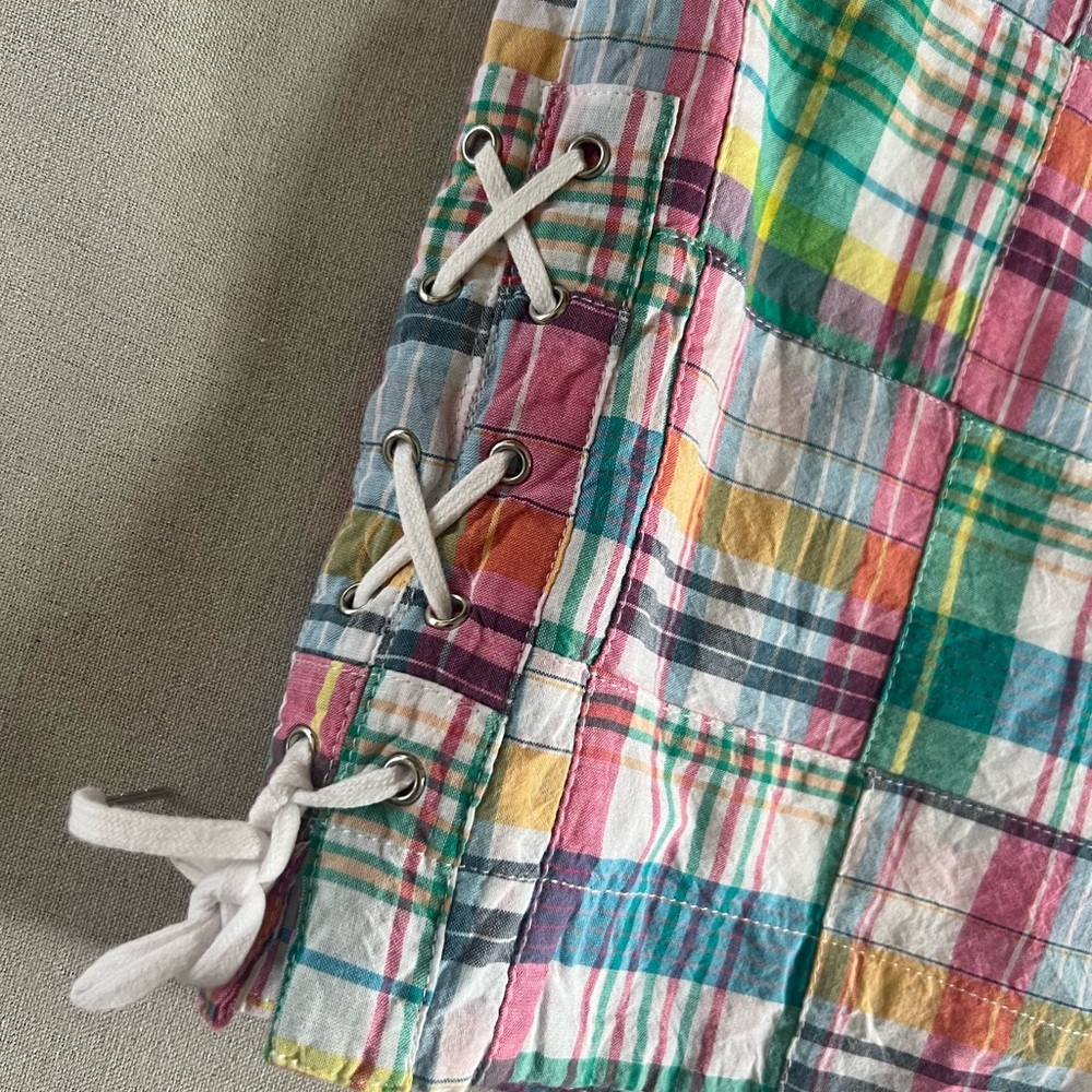 Talbots plaid patchwork Lace up skirt - Picture 6 of 9